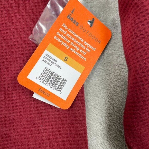 Bass Outdoor Cabernet Red Thermal Henley Long Sleeve Shirt S NWT 6234 - Picture 3 of 7